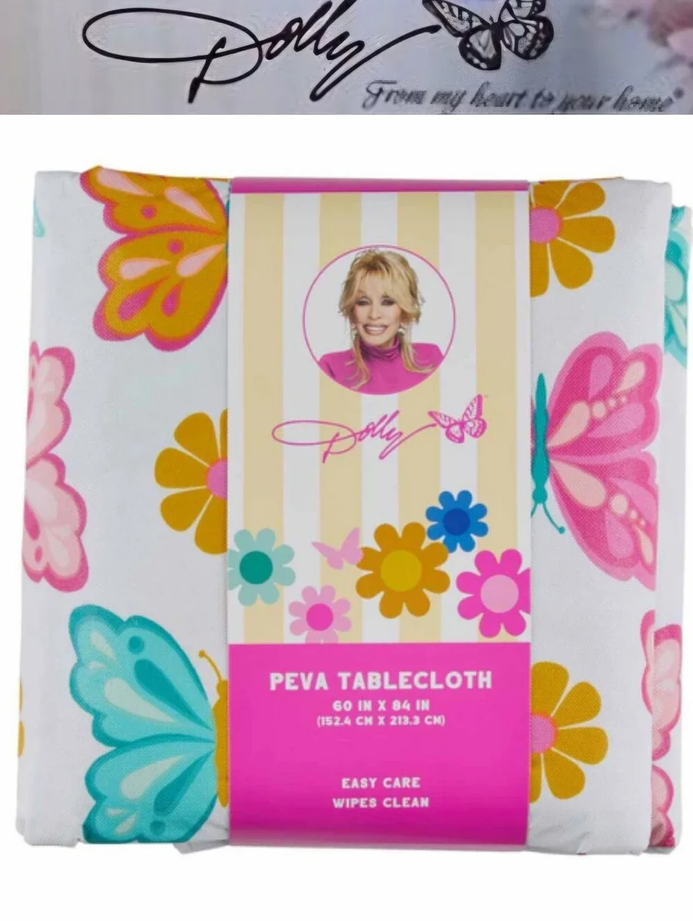 Dolly Parton Butterflies Floral Print PEVA Tablecloth